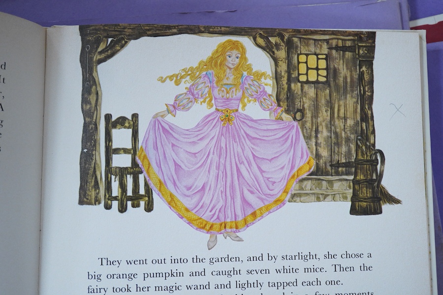 Andrew Skilleter (contemporary), a large collection of watercolours on card, Original illustrations from Cinderella and Snow White, with two accompanying books, largest 41 x 56cm, unframed
